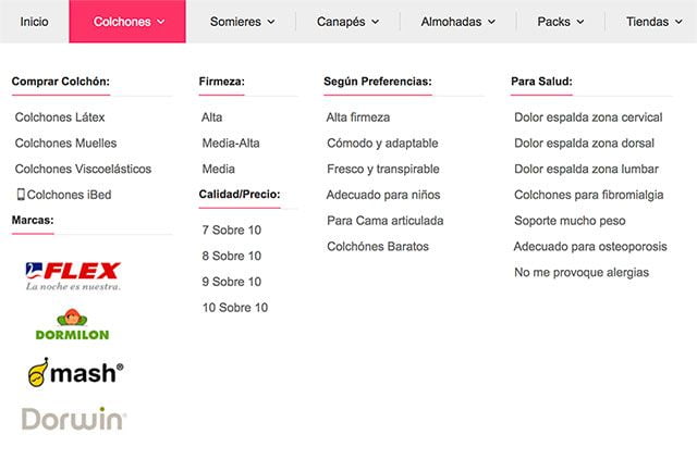 Comprar Colchones Menu Superior